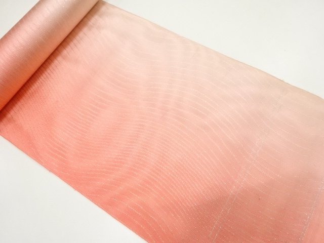 JAPANESE KIMONO / ANTIQUE BOLT FOR HASSUN OBI / WOVEN WAVY STRIPE